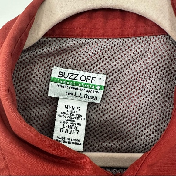 L.L. Bean Buzz Off Insect Shield Vented Fishing Shirt Red L Regular. - Picture 7 of 7